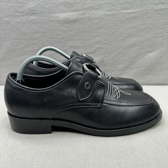 COACH Western Harness Derby Mens Size 8 D Loafers Black Cognac Leather Cordovan - Picture 1 of 8